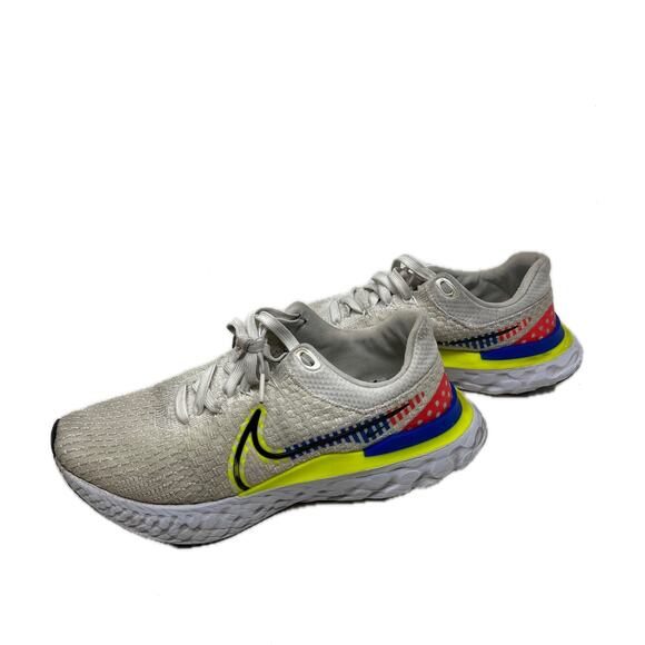 Nike React Infinity Run Flyknit 3 Prem White Volt Racer Blue - Picture 2 of 7